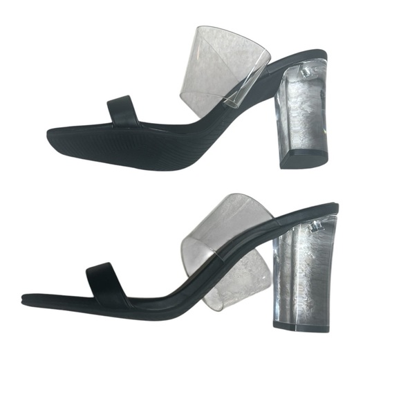 NWOB BP Translucent and Black Block Heel Strap Noami Sandals 9 - Picture 4 of 8